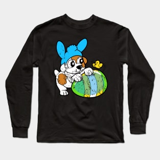 Retro Vintage Grunge Easter Bunny Long Sleeve T-Shirt